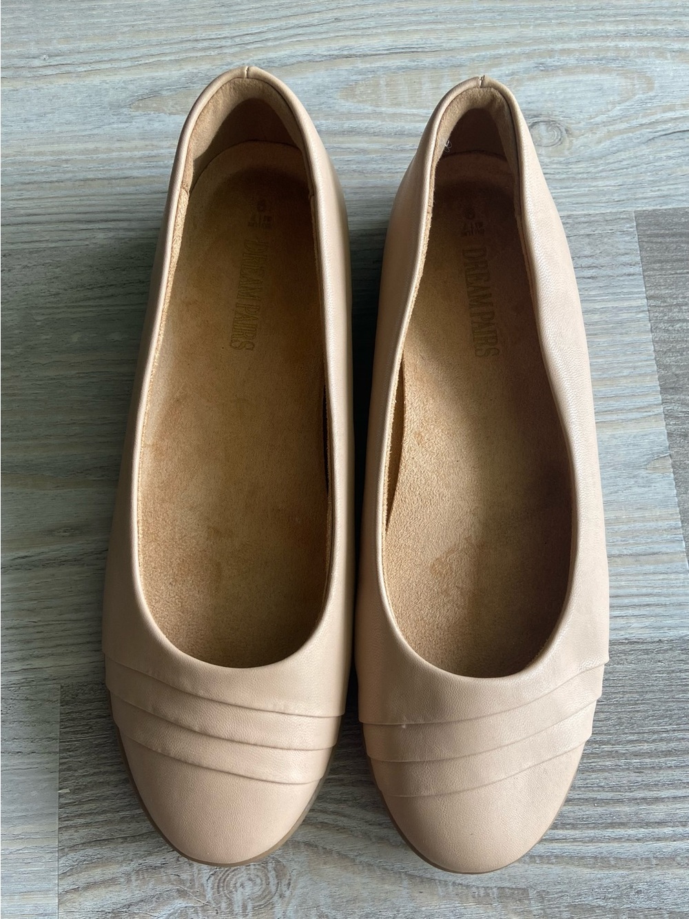 DREAM PAIRS Nude Pleated Ballet Flats Arch Support 9